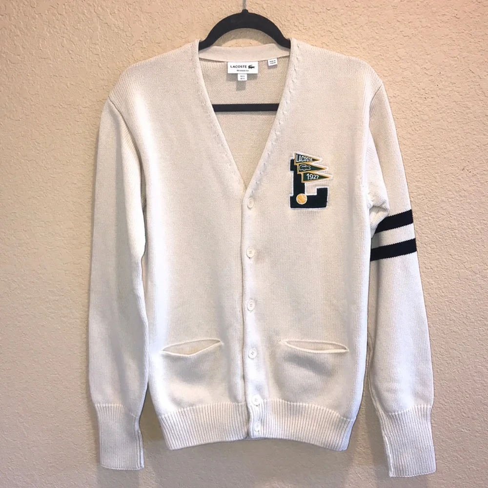 Lacoste Cream Cardigan with Black Accents - Picture 3 of 16